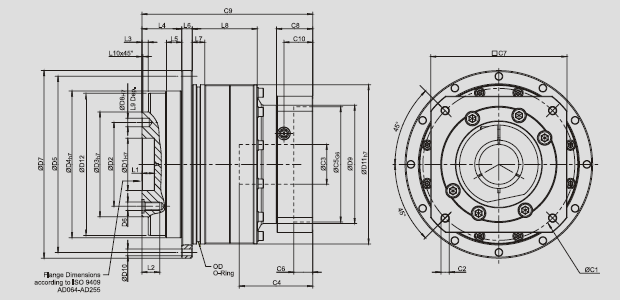 Afmetingen AD serie 1 traps ratio 4~10